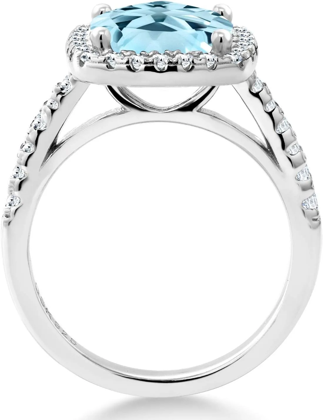 and White Created Sapphire Ring For Women In 925 Sterling Silver |Cushion Cut 8MM| Gem Stone prevailing dictate King 3.30 Cttw Sky Blue Topaz 