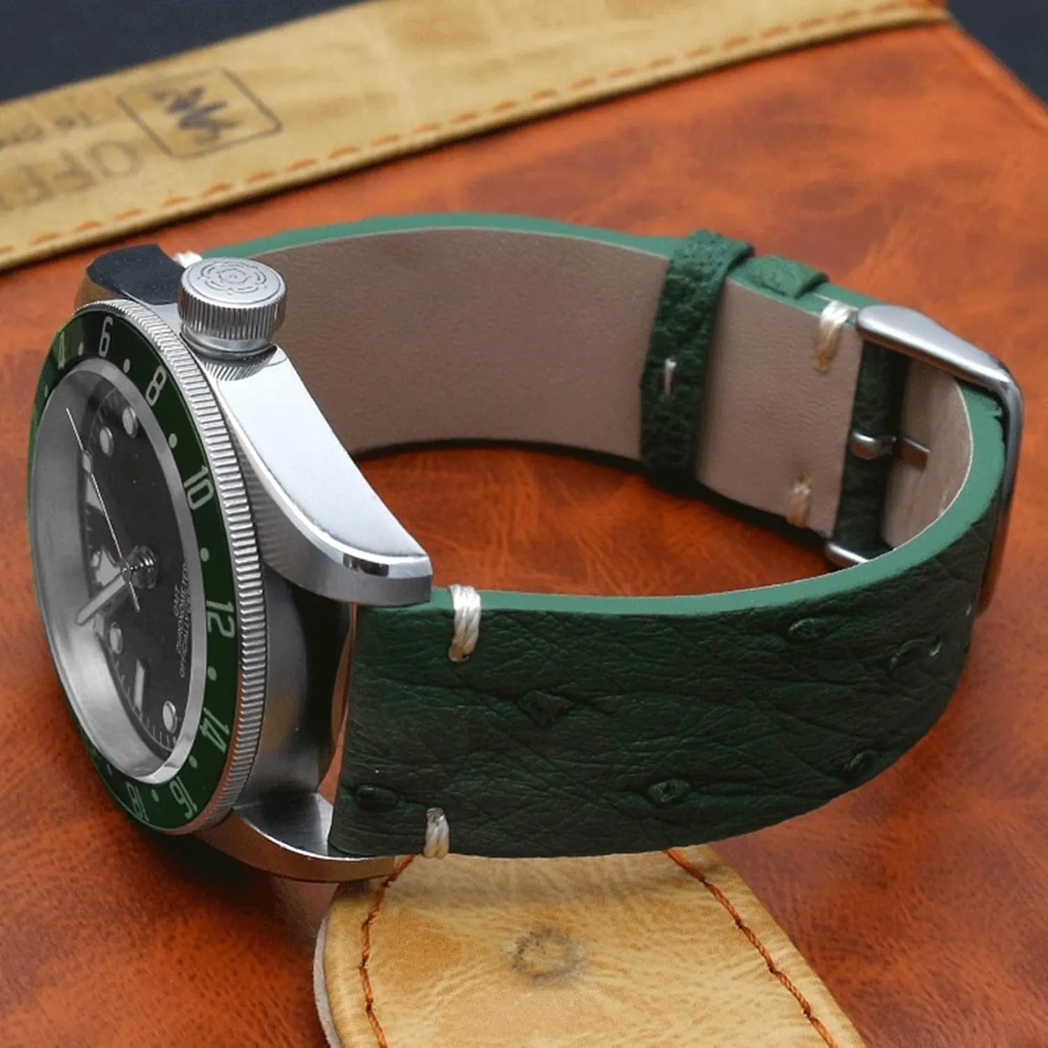 Anti-sweat Skin Friendly spot Watch Wrist Band for Mechanical Watches 18/20/22mm Vintage Ostrich Leather Watchband Replacement 