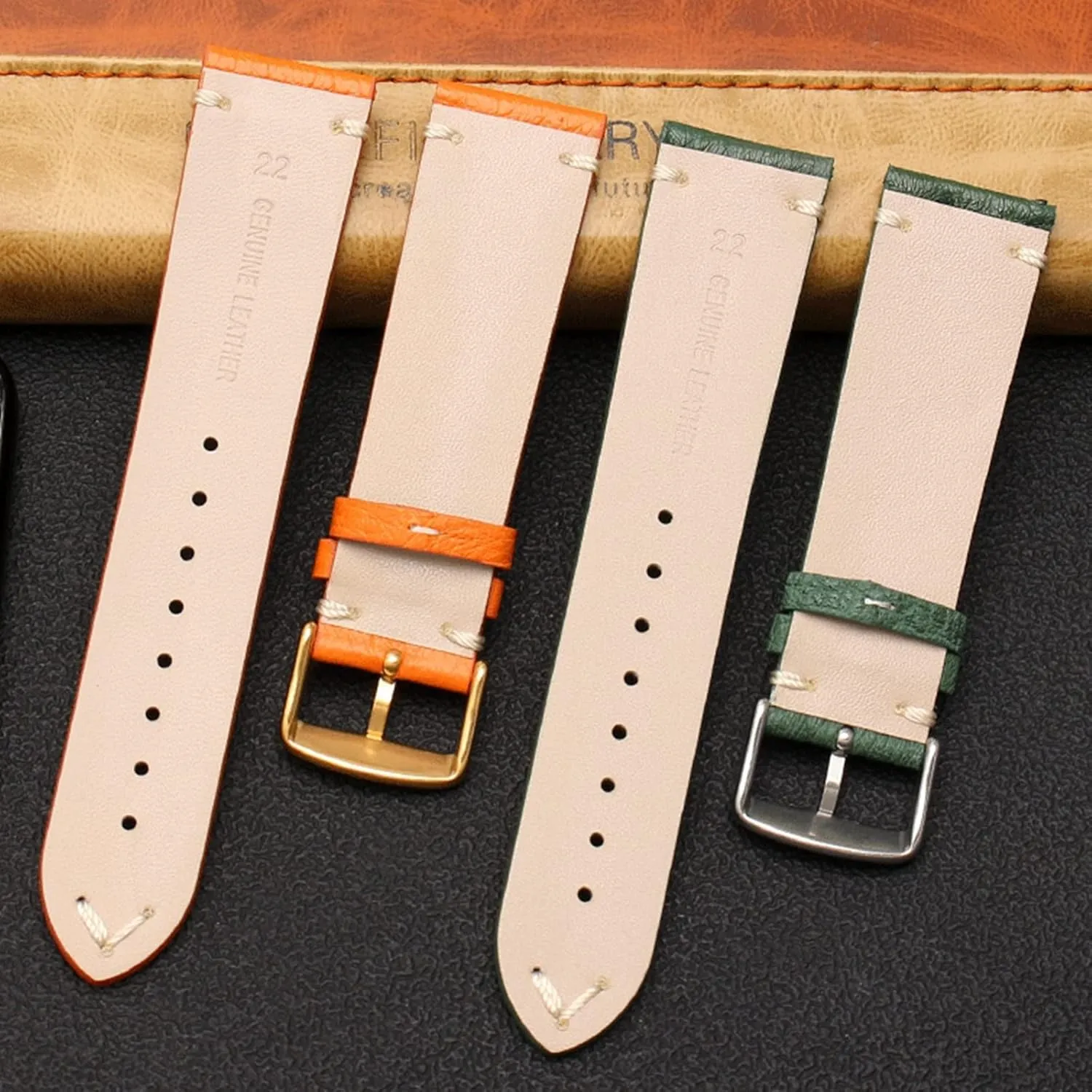 Anti-sweat Skin Friendly spot Watch Wrist Band for Mechanical Watches 18/20/22mm Vintage Ostrich Leather Watchband Replacement 