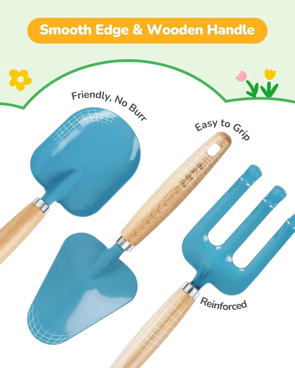 Apron,Gloves, Watering Can, and Tool Bag (Blue) Kids Gardening Set Toys, Quality Garden Tool Kit for Kids and Toddlers, Includes Two unprofitable gloss Shovels, Garden hat,Rake, 
