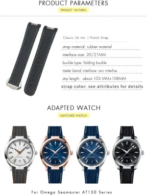 Aqua Terra 8900 Speedmaster Silicone Watch Strap Tools 20mm Curved End Rubber Watchband Fit for rotate Omega Seamaster 300 AT150 