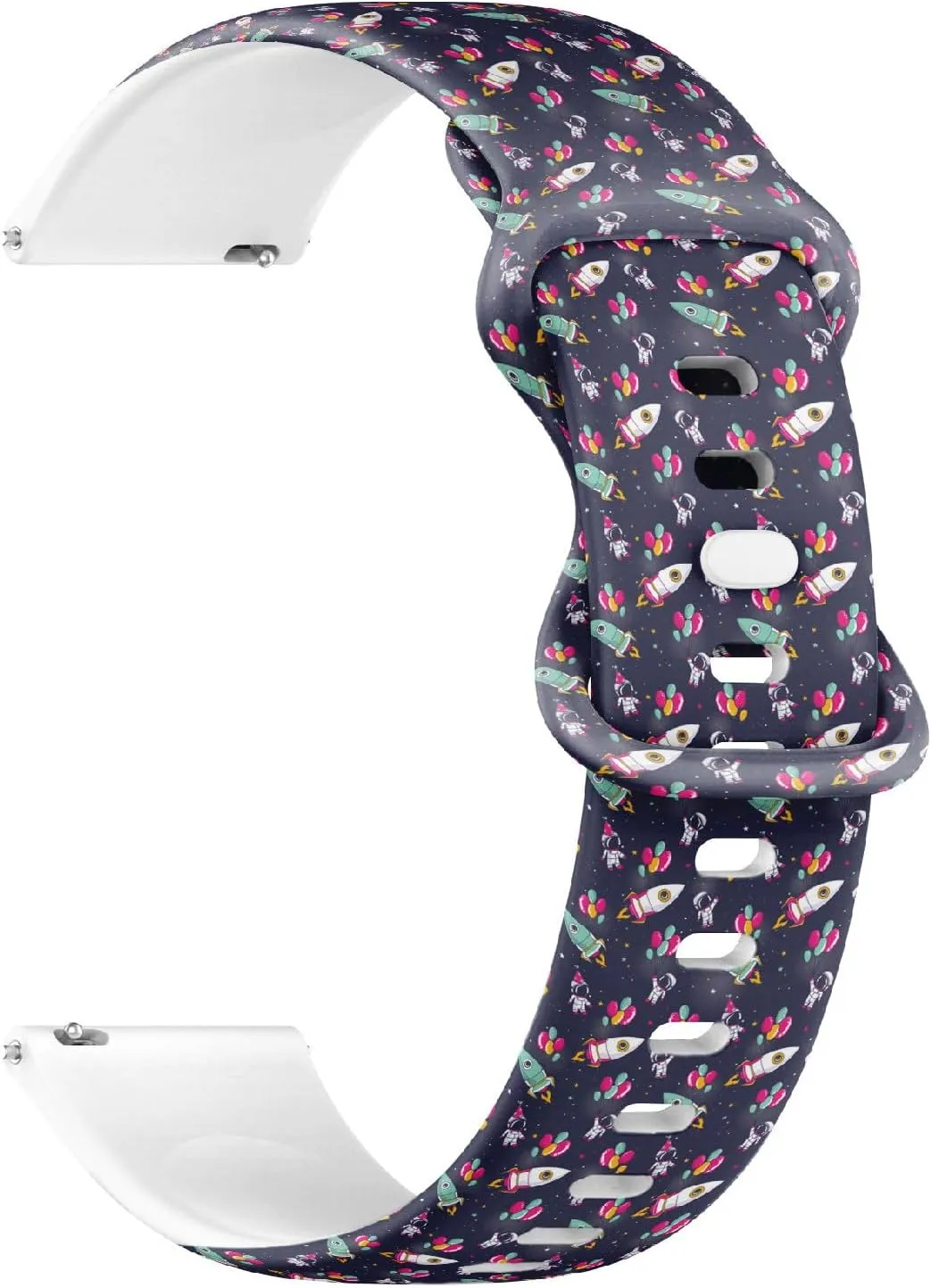 Astronauts Rockets) Replacement garrison Rubber Strap Bracelet for Women, Men 18mm Quick Release Soft Sillicone Sports Watch Band (Cute 