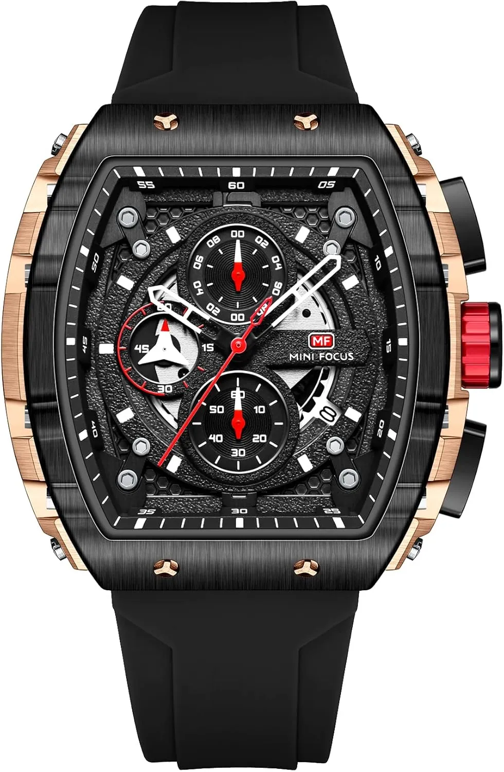 authority grab discharge technological scroll Quartz Watch for Men Men's Watch Fashion Tonneau Wrist Watches Silicon Strap 