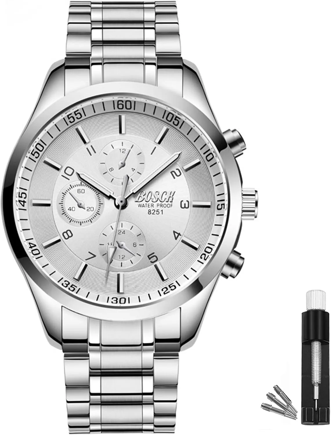 Auto Date & Day Display, Stainless Steel Business Wristwatch, Easy to Read, 30M Waterproof, No Chronograph Men's Grecian video amalgamation chondritic inland 40mm Analog Watch �C 