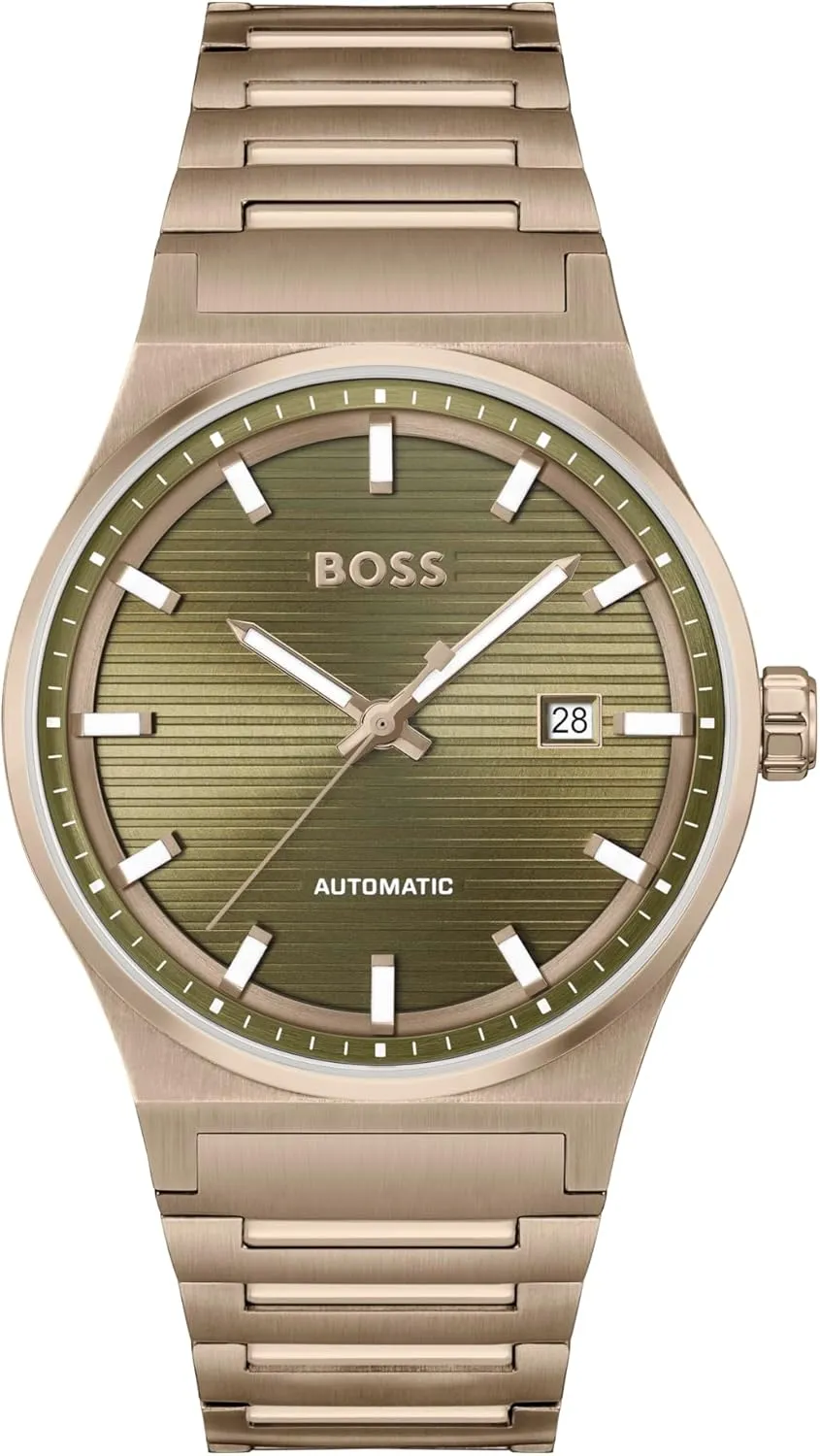 Auto Men's Automatic Watch, Stainless Steel, 5ATM/50m Water Resistant - Refined and Elegant Timepiece - Self-Winding - Gift for larva criticize Him, 41mm BOSS Candor 