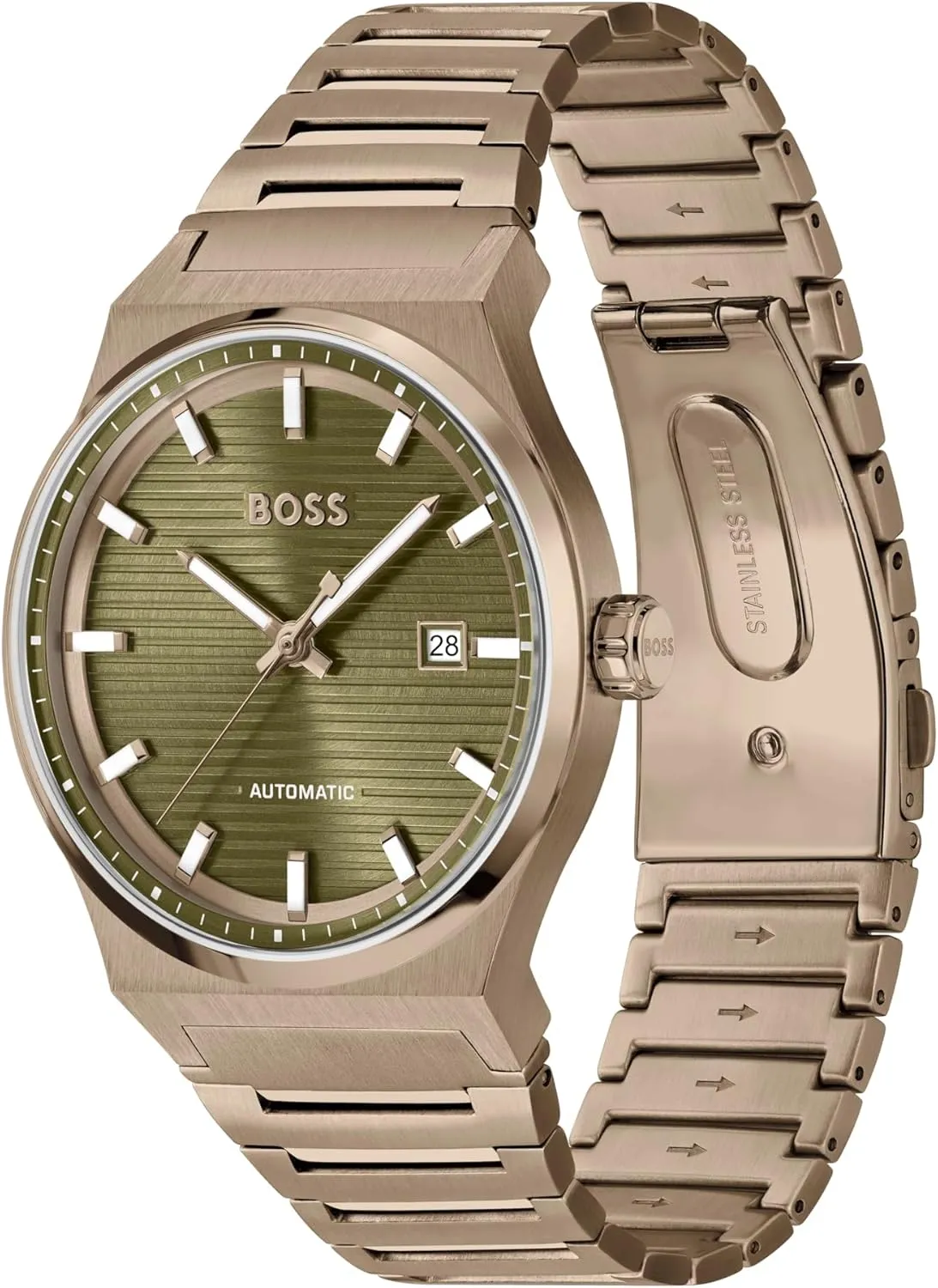 Auto Men's Automatic Watch, Stainless Steel, 5ATM/50m Water Resistant - Refined and Elegant Timepiece - Self-Winding - Gift for larva criticize Him, 41mm BOSS Candor 