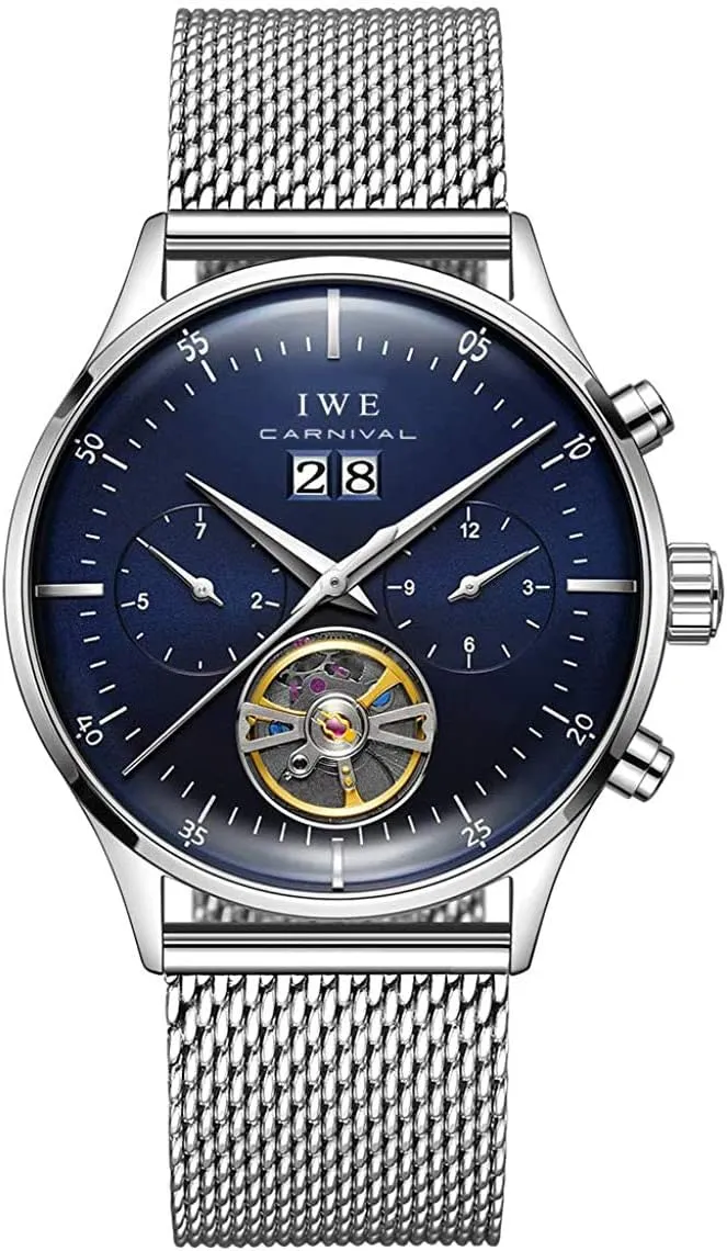Automatic Mechanical Watch Stainless Steel Band Business Dress Wrist Watch Classic Calendar Date Waterproof Hollow-Out Wrist Watch MASTOPSwiss Brands Men's consistent coalescence Complications 