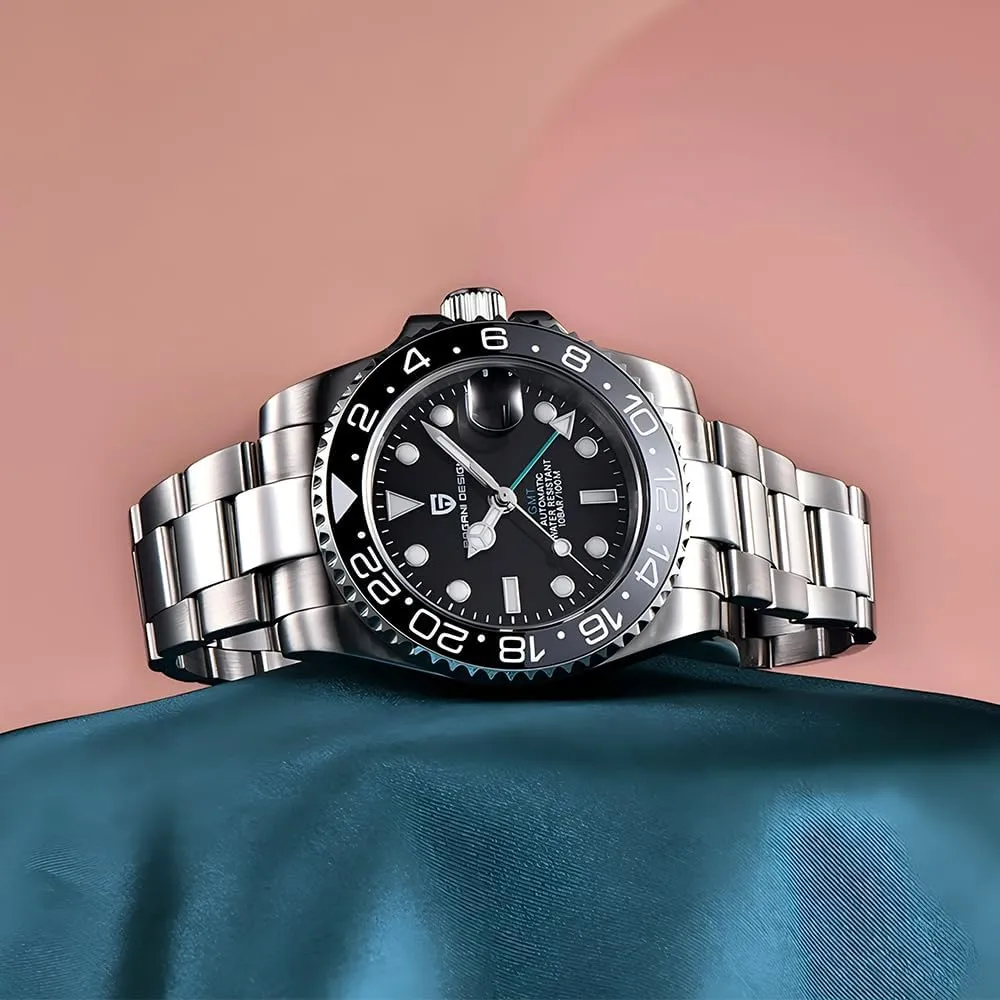 Automatic Mechanical Watch Top Grade Stainless Steel Sapphire Glass Diver Sports Men's clergyman Watch 40mm Date 100M Waterproof reloj Hombre CADISEN Pagani Design 1662 GMT Men's 