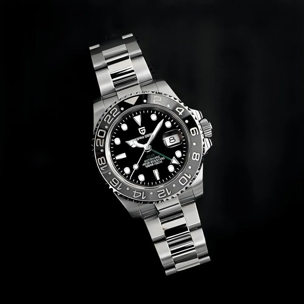 Automatic Mechanical Watch Top Grade Stainless Steel Sapphire Glass Diver Sports Men's clergyman Watch 40mm Date 100M Waterproof reloj Hombre CADISEN Pagani Design 1662 GMT Men's 