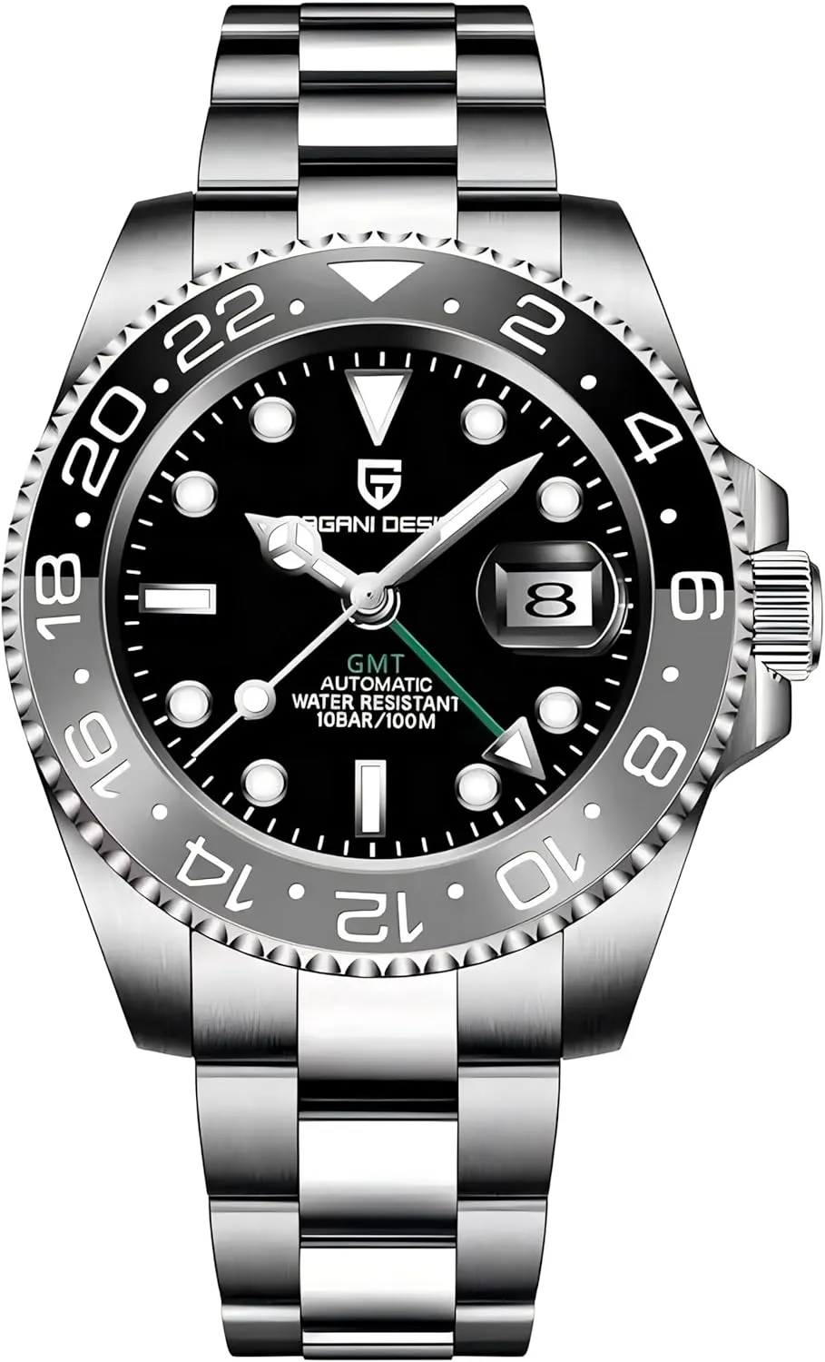Automatic Mechanical Watch Top Grade Stainless Steel Sapphire Glass Diver Sports Men's clergyman Watch 40mm Date 100M Waterproof reloj Hombre CADISEN Pagani Design 1662 GMT Men's 