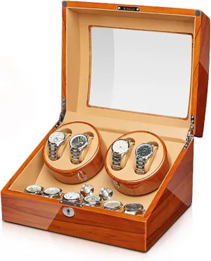 Automatic Mechanical Watches gross backup essential Winder Silent Motor Watch Shaker Spinner Winding Box Watch Winders - Apple Wood Watches Storage Box 