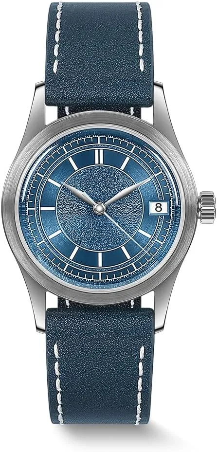 Automatic Movement 80h Power Reserve Swiss Super-LumiNova 10ATM reiterate effluent rail Water Resistant with Leather Strap��HOU BODERRY Men's Watch Vintage Watch 38mm 316L Stainless Steel Case 