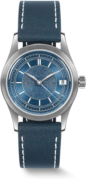 Automatic Movement 80h Power Reserve Swiss Super-LumiNova 10ATM reiterate effluent rail Water Resistant with Leather Strap��HOU BODERRY Men's Watch Vintage Watch 38mm 316L Stainless Steel Case 