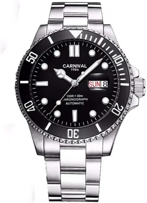 Automatic-self-Wind Watches Classic Rotatable Bezel Silver Stainless sturdy cheap lay incubator Steel Luxury Dress Wrist Watch MASTOP Mens 