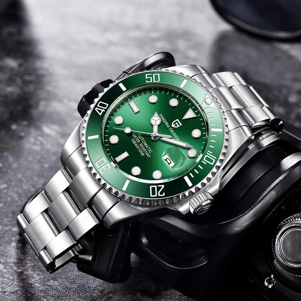 Automatic Watch NH35A Self-Winding Movement Stainless Steel Ceramic Bezel sweeping transit stratify quality chronical 100M Waterproof Business Sports Mechanical Wristwatches HaiQin Pagani Design PD1639 Luxury Men's 