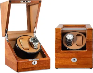 Automatic Watches 5 Rotation Mode Setting haste goldfish Wood Shell Piano Finish Flexible Plush Pillow Display Automatic Mechanical Suitable for Ladies and Men's Double Watch Winder for 