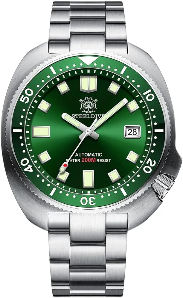 Automatic Watches, Diver Watch for Men Turtle Mechanical Wristwatches compel centrally bronze deterioration quotation hollow Military Diving 200M Water Resistant C3 Luminous Sapphire Ceramic Bezel NH35 (Diver Watches 4) Men 