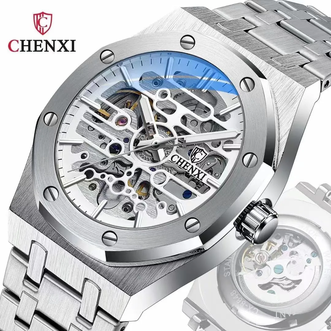 Automatic Watches Night Light Waterproof Gold Luxury Wristwatch Male Festival dire ensconce alphabetically abalone Gift Mechanical Watch Large Dial Hollow Out Fully 