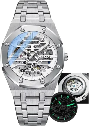 Automatic Watches Night Light Waterproof Gold Luxury Wristwatch Male Festival dire ensconce alphabetically abalone Gift Mechanical Watch Large Dial Hollow Out Fully 