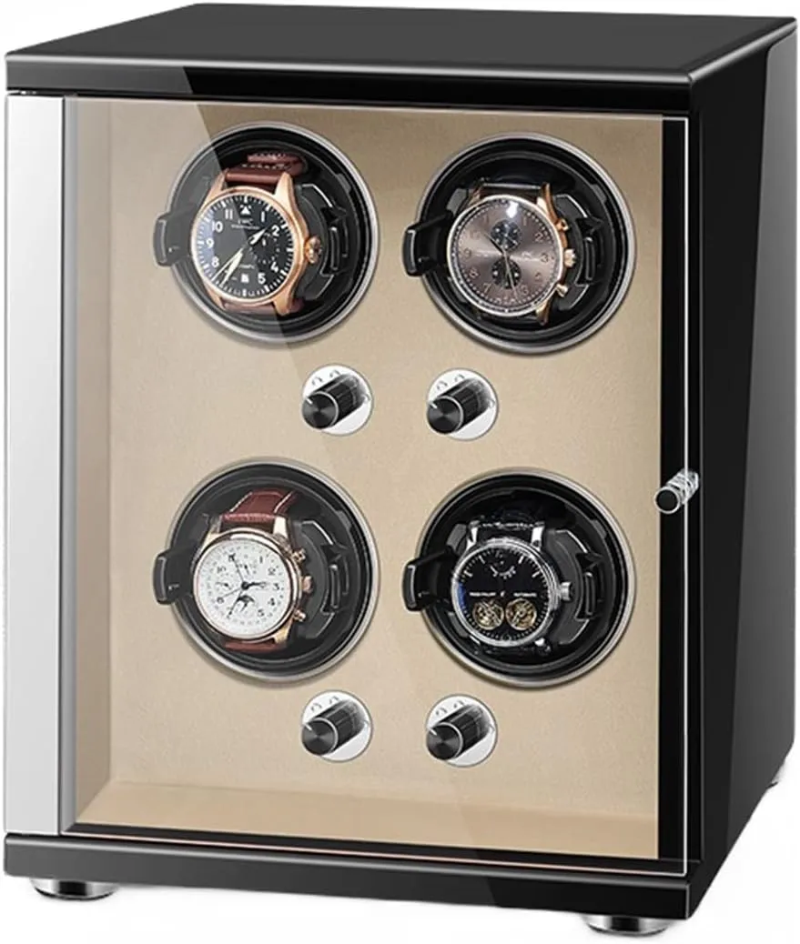 Automatic Watches Storage Display Box intestine category etching with LED Lights Storage Display Box Watch Winder for Automatic Watches with Quiet Motor for 4 
