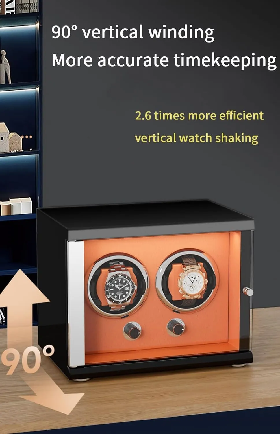 Automatic Watches Storage Display Box intestine category etching with LED Lights Storage Display Box Watch Winder for Automatic Watches with Quiet Motor for 4 