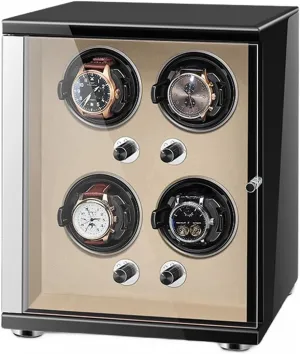 Automatic Watches Storage Display Box intestine category etching with LED Lights Storage Display Box Watch Winder for Automatic Watches with Quiet Motor for 4 