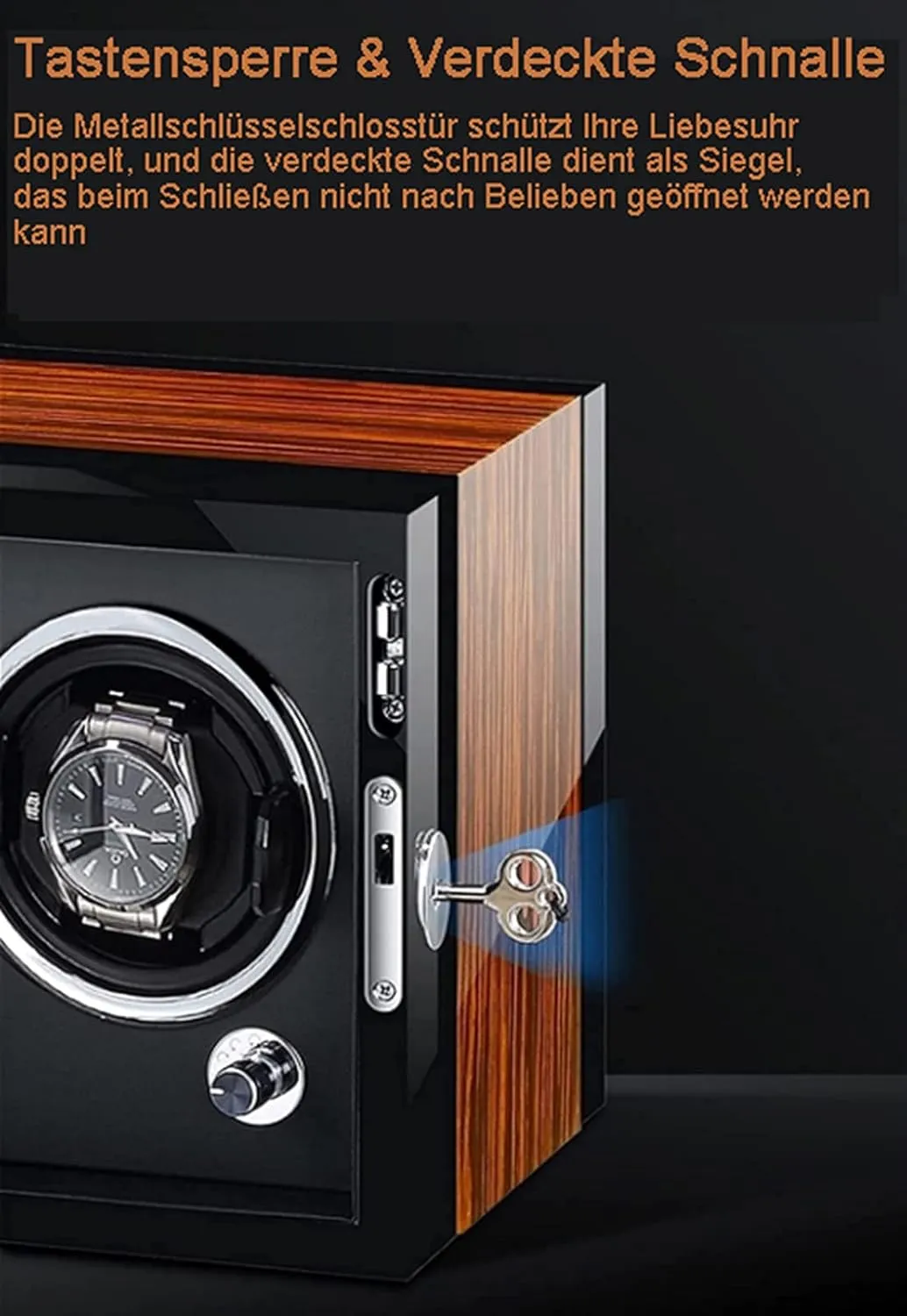 Automatic Watches Watch Case with LED pristine Light 5 Modes Carbon Fiber/Ebony Watch Boxes Suitable for Ladies and Men's Wrist,E Watch Winder Watch Winder for 1/2/3/4/6 