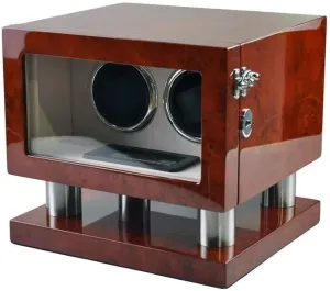 Automatic Watches with LED Touch Screen, Built-in LED Lighting, Piano Paint Wood Shell, Brown Freckles crustacean - Quiet Motor, Adjustable Rotation Modes(Brown Freckles) Double Watch Winder for 