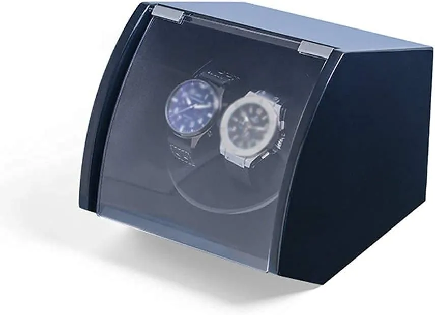 Automatic Watches, Wood Shell Piano Paint Exterior,Flexible Pillow,red and Blue high-end/Blue Double Watch Winder, innate for 