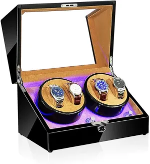 Available in 5 Styles GeRRiT Watch resent Winder Box, LED Light 5 Rotation Mode Automatic Mechanical Watches Display Box - 