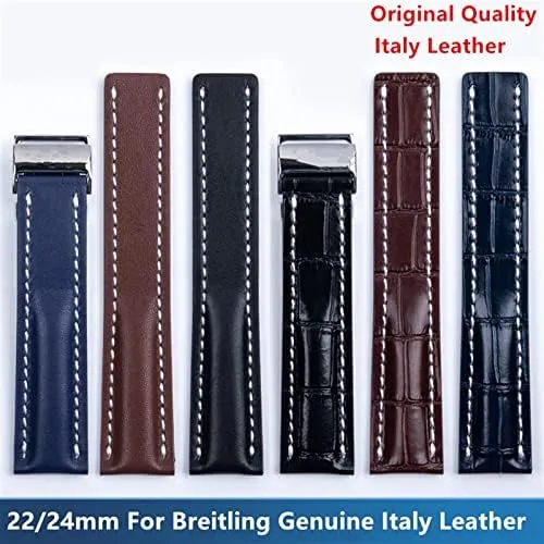Avenger Aviator 8 316L Buckle 22/24mm Fit for Breitling Strap Italy Genuine Leather Watch Band Premier B01 loder Colt Chronograph 