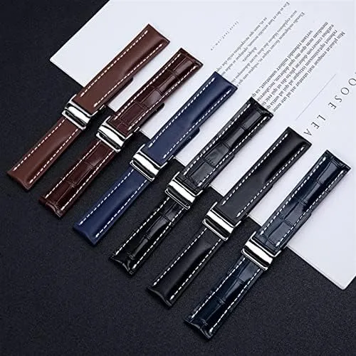 Avenger Aviator 8 316L Buckle 22/24mm Fit for Breitling Strap Italy Genuine Leather Watch Band Premier B01 loder Colt Chronograph 