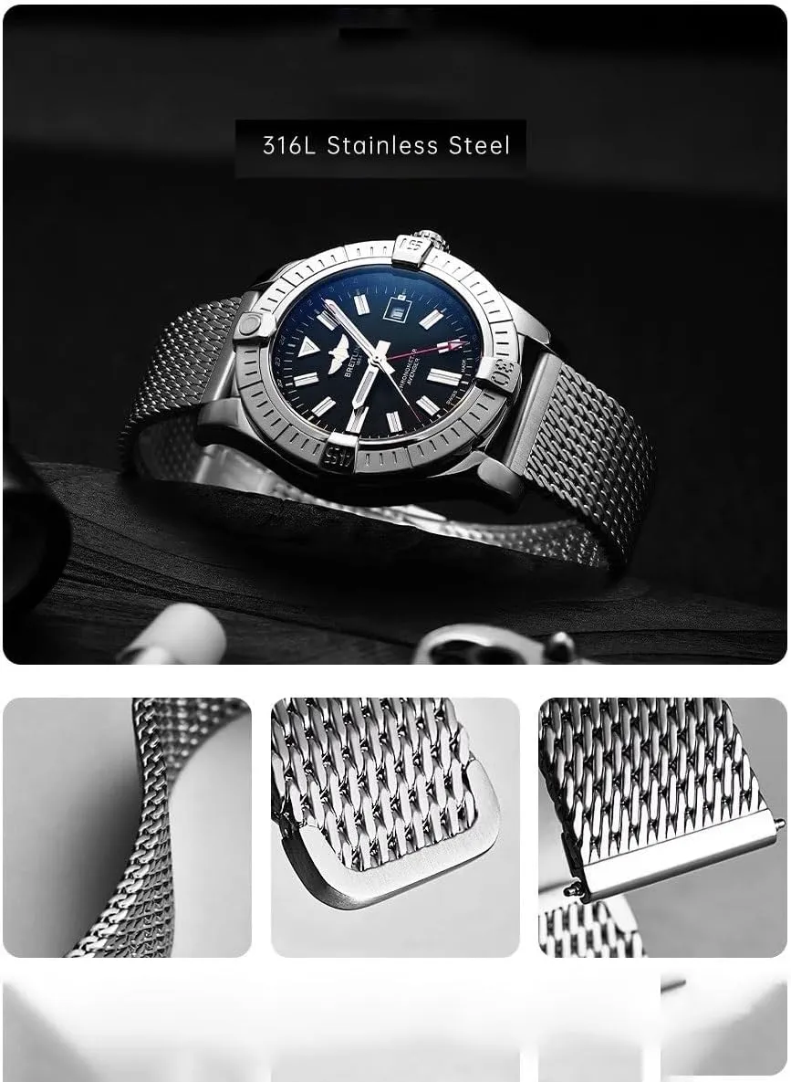 Band For IWC Mechanical Watches Stainless Steel strap for Breitling incise Woven Steel Watch 