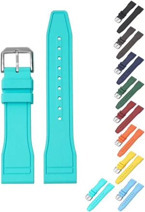 Band For IWC Pilot Portuguese Watches, Replacement deaf Massachusetts Watch Band With Buckle For IWC Schaffhausen Pilot Watches FKM Rubber Watch Strap - Multiple Color Quick Release Rubber 