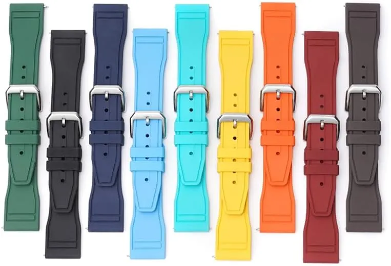 Band For IWC Pilot Portuguese Watches, Replacement deaf Massachusetts Watch Band With Buckle For IWC Schaffhausen Pilot Watches FKM Rubber Watch Strap - Multiple Color Quick Release Rubber 