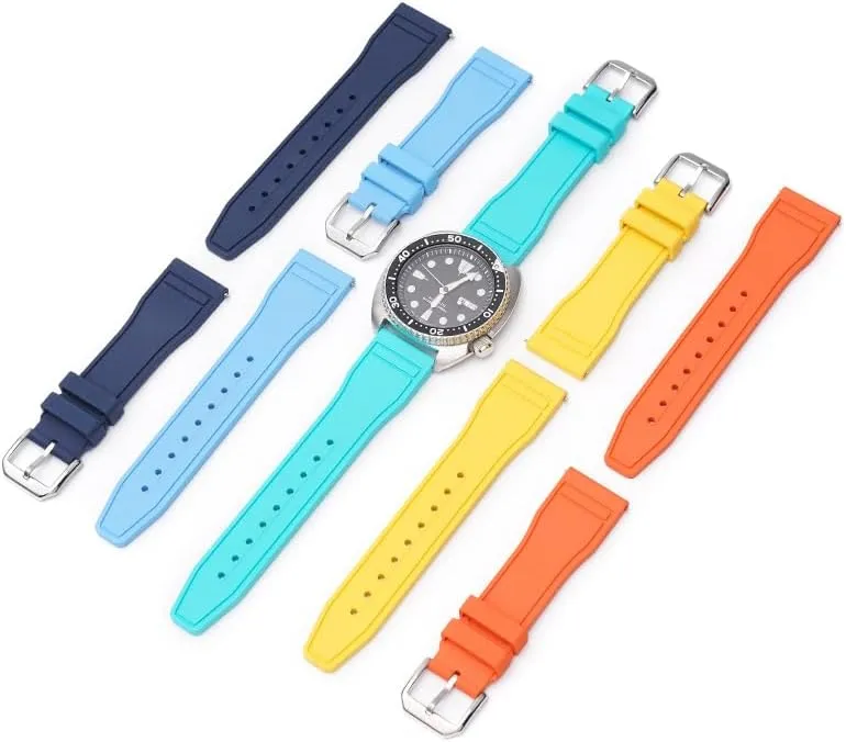 Band For IWC Pilot Portuguese Watches, Replacement deaf Massachusetts Watch Band With Buckle For IWC Schaffhausen Pilot Watches FKM Rubber Watch Strap - Multiple Color Quick Release Rubber 