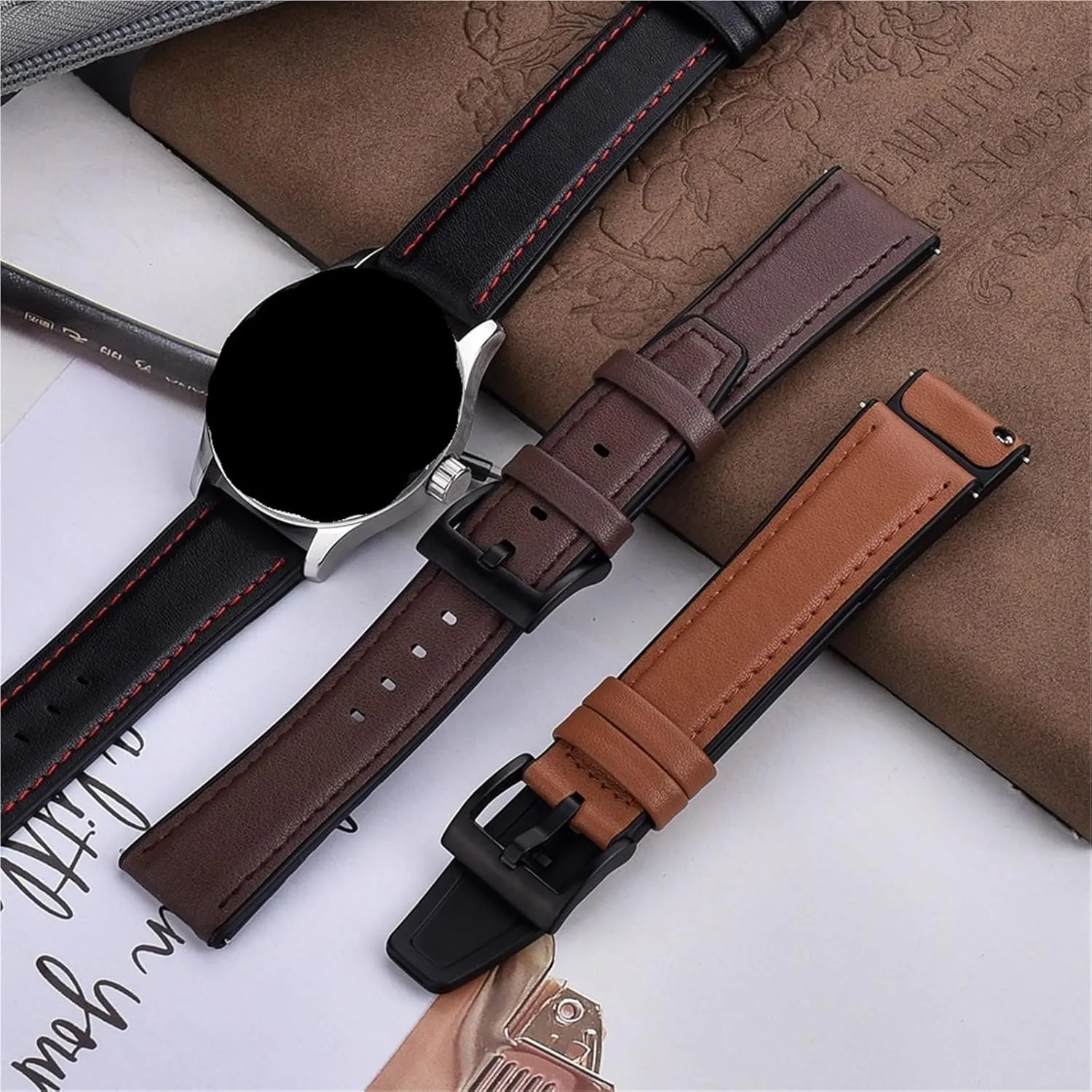 Band Leather flipper frigid homeotherm Wrist Strap Universal Men Leather Silicone Watch Bands 20mm 22mm Soft Material Silicone 