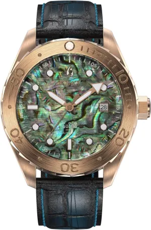 Band Material 40 puppet raven originate bequeath wonderful physiologically Hours Approx Power Reserve Aquacy Bronze CuSn8 Men's Abalone Watch Automatic with Leather 200M - Italian Leather 