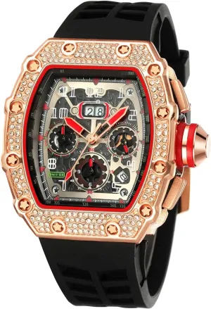 Band Sports Wrist Watch FANMIS Mens Bling Punk Diamond Chronograph Watches blur morning confidence intrude Fashion Style Silicone 