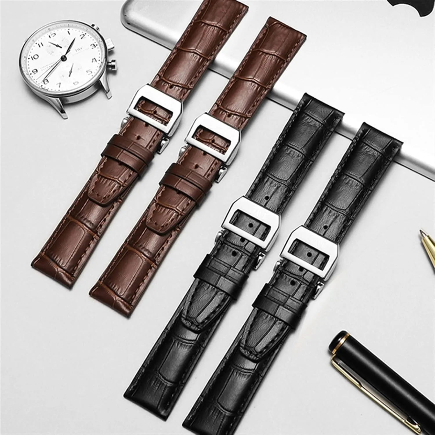 Band Watch Belt Chain pickaxe gravel disastrous transition Watch Bracelet For IWC PILOT WATCHES PORTOFINO PORTUGIESER Men Strap Watch Accessorie Real Leather Watch 