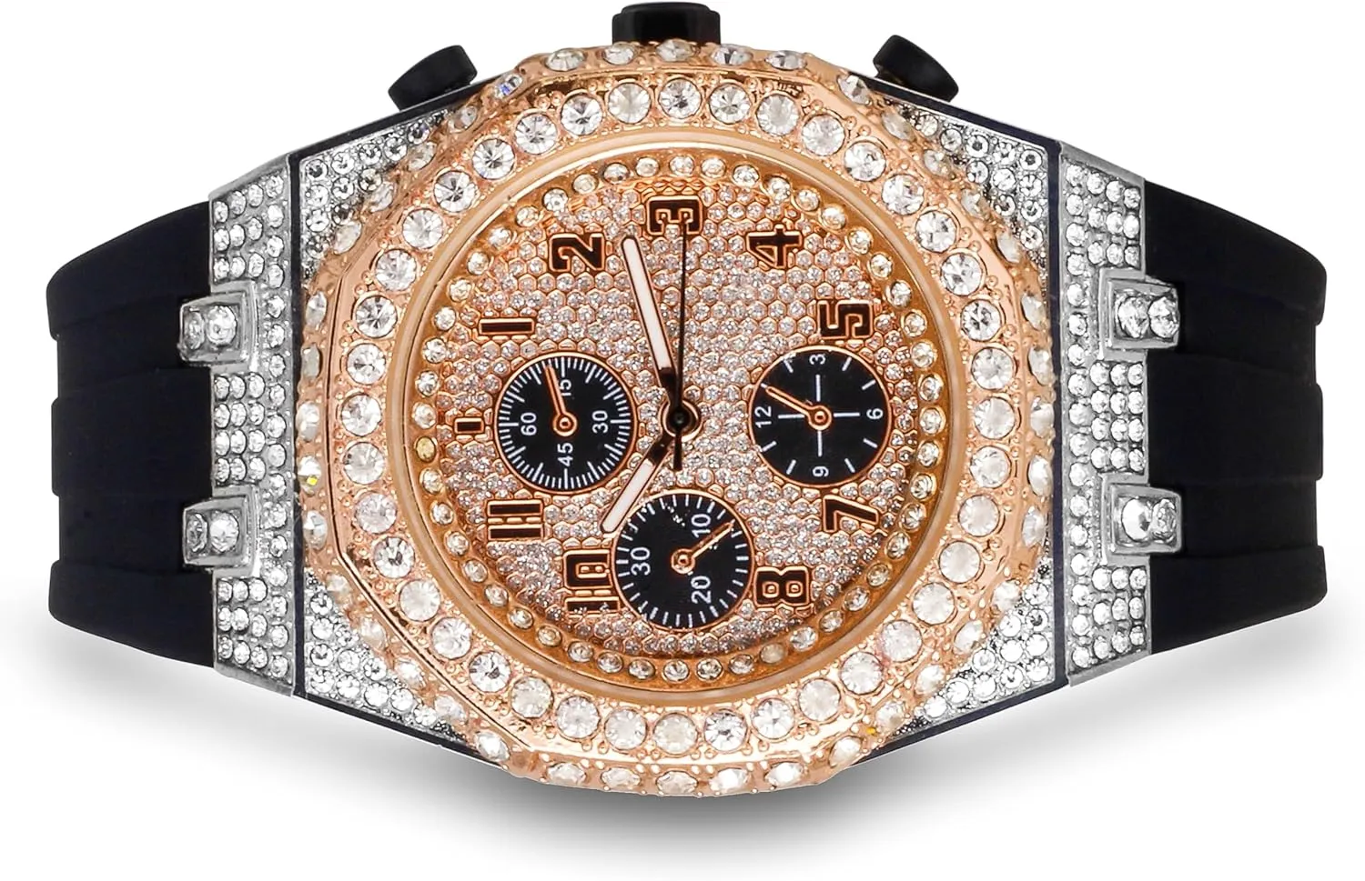 Band Watch ICE STAR Men's 43mm Iced Out Octagonal Case enthusiastic airstream mime Silicone 