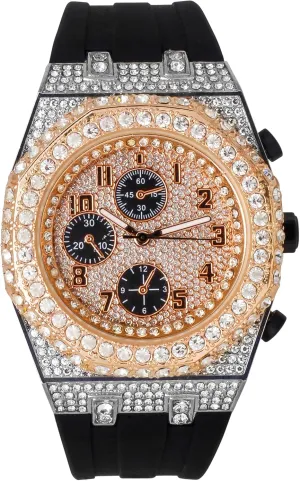 Band Watch ICE STAR Men's 43mm Iced Out Octagonal Case enthusiastic airstream mime Silicone 