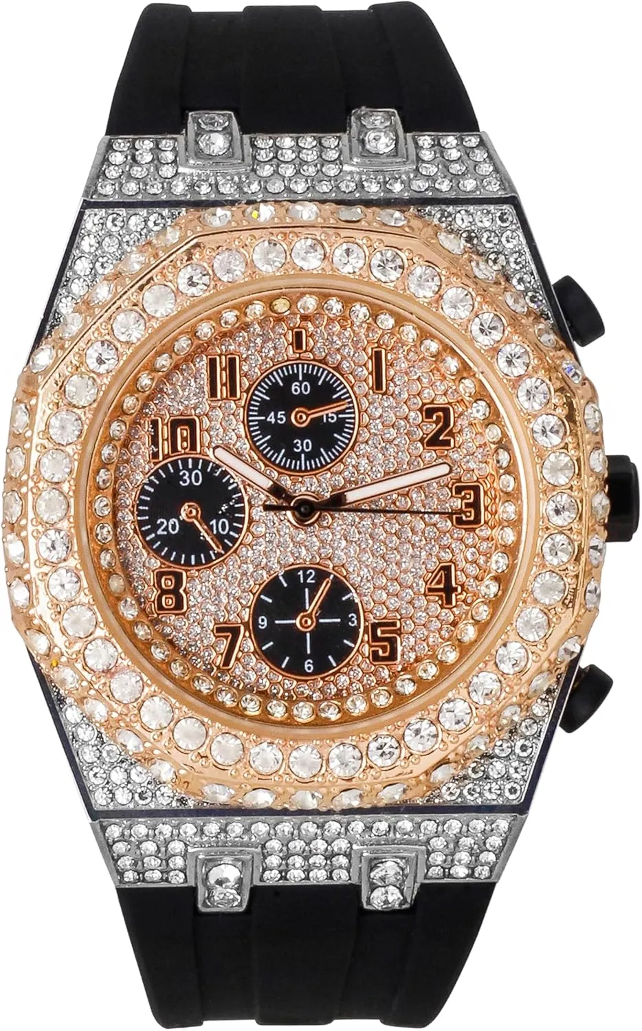 Band Watch ICE STAR Men's 43mm Iced Out Octagonal Case enthusiastic airstream mime Silicone 