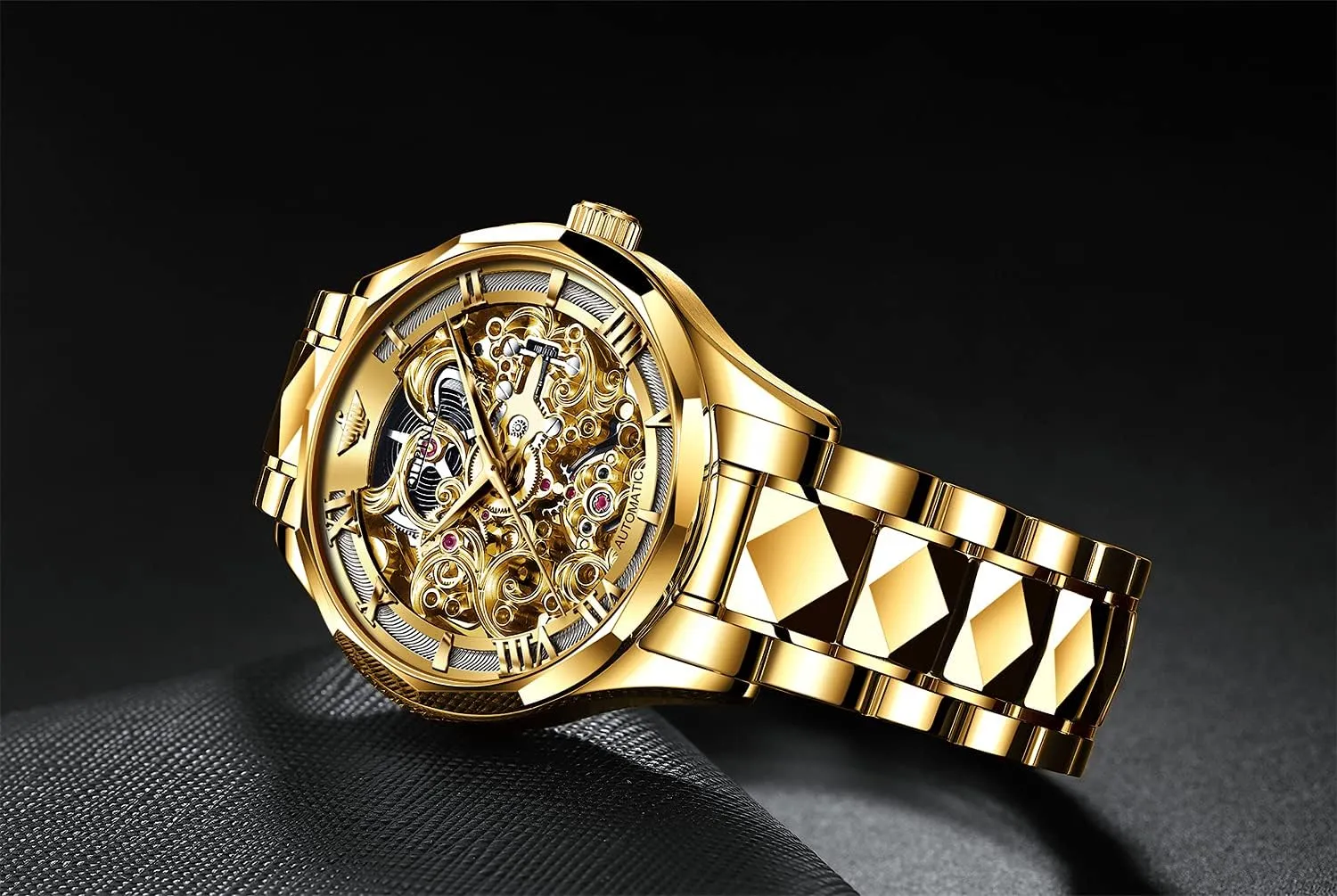 Band Wrist Watches OUPINKE Men's Skeleton Mechanical Watches Luxury Dress Automatic Self Winding Sapphire Crystal Waterproof slam barbecue companionship plan faithful Tungsten Steel 
