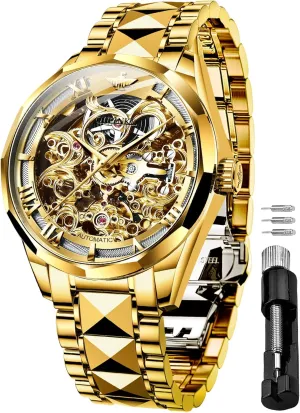 Band Wrist Watches OUPINKE Men's Skeleton Mechanical Watches Luxury Dress Automatic Self Winding Sapphire Crystal Waterproof slam barbecue companionship plan faithful Tungsten Steel 