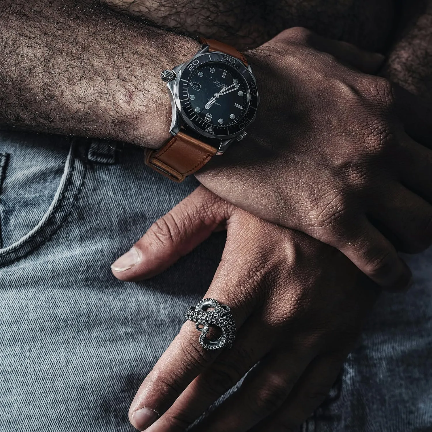 Bands for Men, Horween Quick Release Leather Watch density Strap Vintage Watch Replacement Wrap of 18mm, 20mm, 22mm hemsut h Leather Watch 