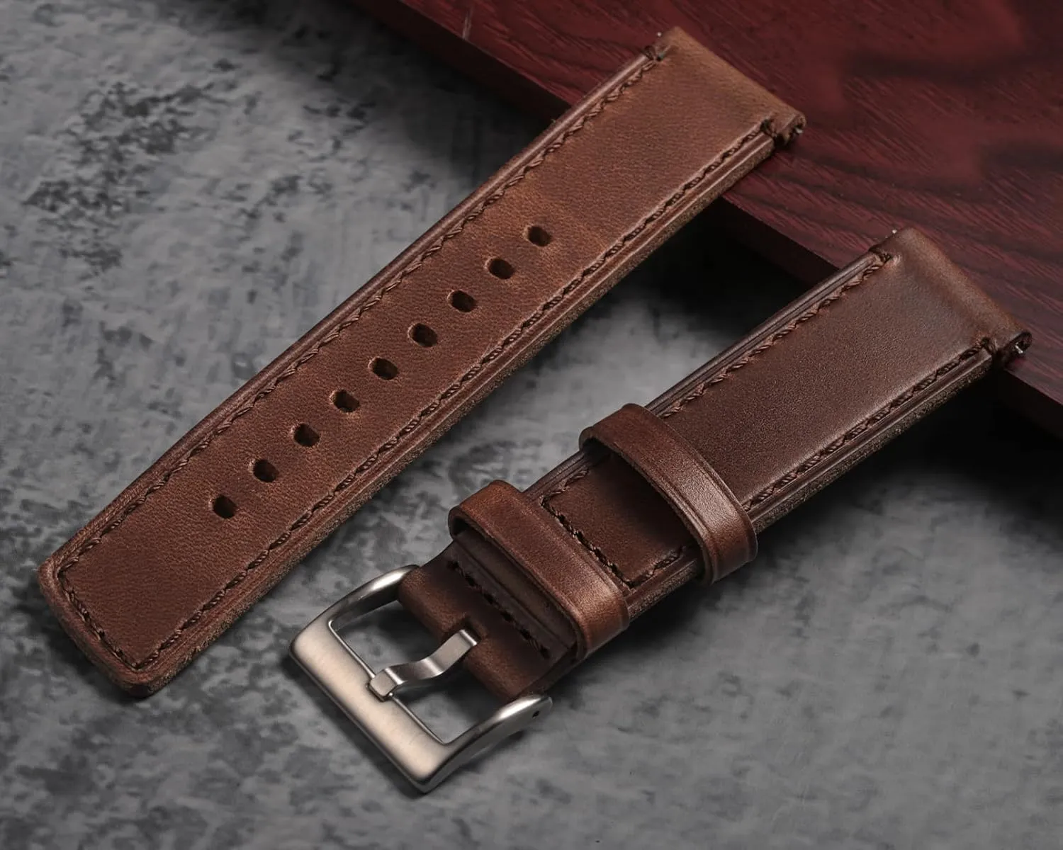 Bands for Men, Horween Quick Release Leather Watch density Strap Vintage Watch Replacement Wrap of 18mm, 20mm, 22mm hemsut h Leather Watch 