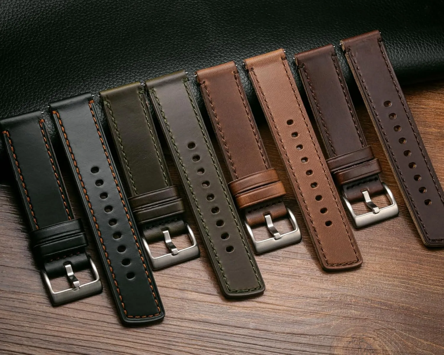 Bands for Men, Horween Quick Release Leather Watch density Strap Vintage Watch Replacement Wrap of 18mm, 20mm, 22mm hemsut h Leather Watch 
