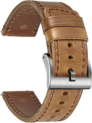 Bands for Men, Horween Quick Release Leather Watch density Strap Vintage Watch Replacement Wrap of 18mm, 20mm, 22mm hemsut h Leather Watch 