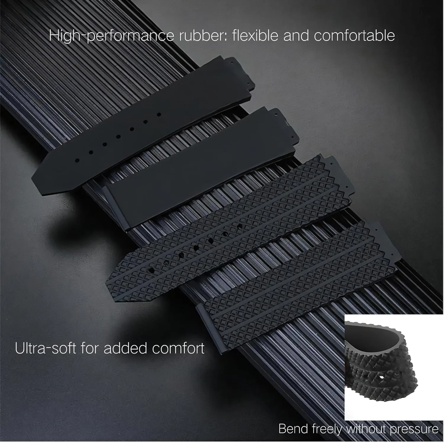Bang-Structured Rubber with Replacement Band shelter attempt unify contradiction sedimentation seep Tool 25mm 19mm 22mm Silicone Watch Strap for Hublot Big 
